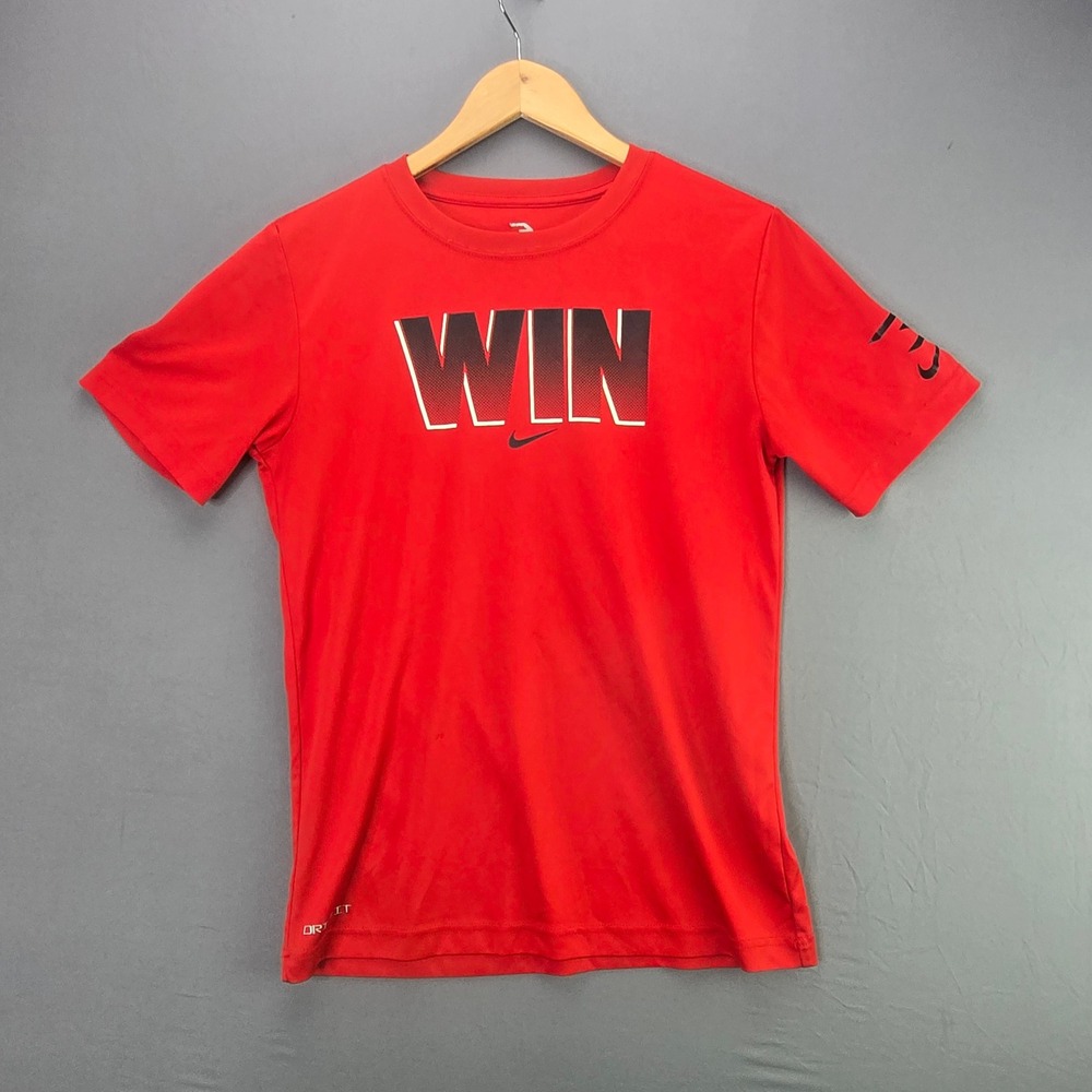 Nike Jordan T-Shirt WIN Graphic Dri-FIT Red Youth XL Short Sleeve Basketball Tee